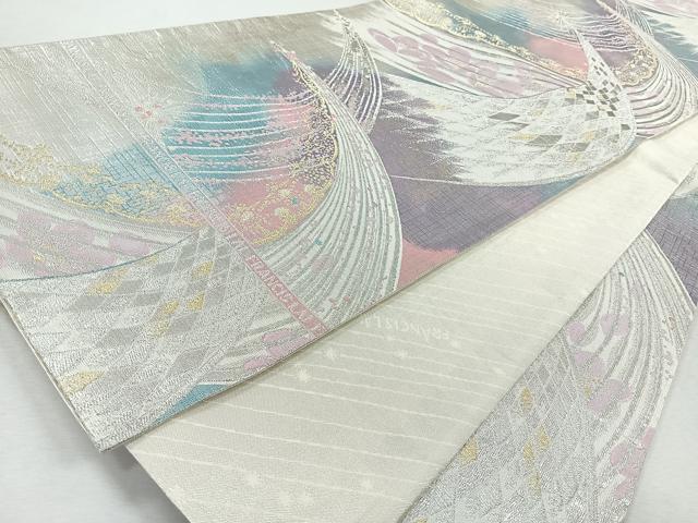 平和屋着物◎六通柄袋帯　舞花文　金銀糸　正絹　逸品　CABJ7716nb