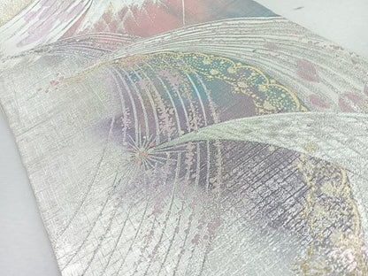 平和屋着物◎六通柄袋帯　舞花文　金銀糸　正絹　逸品　CABJ7716nb