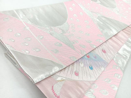 平和屋着物◎両面　全通柄袋帯　唐織　孔雀　金銀糸　正絹　逸品　CABJ7717nb