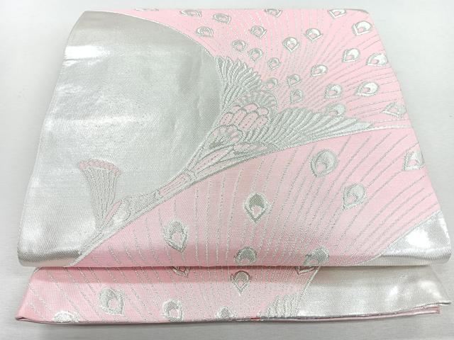 平和屋着物◎両面　全通柄袋帯　唐織　孔雀　金銀糸　正絹　逸品　CABJ7717nb