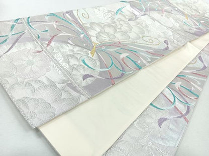 平和屋着物◎六通柄袋帯　唐織　来夢来人　花蝶文　金銀糸　正絹　逸品　未使用　CABJ7718nb