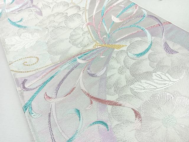 平和屋着物◎六通柄袋帯　唐織　来夢来人　花蝶文　金銀糸　正絹　逸品　未使用　CABJ7718nb