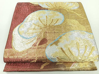 平和屋着物◎両面　六通柄袋帯　松　金銀糸　正絹　逸品　CABJ7719nb