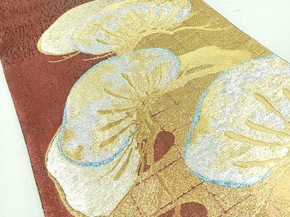 平和屋着物◎両面　六通柄袋帯　松　金銀糸　正絹　逸品　CABJ7719nb