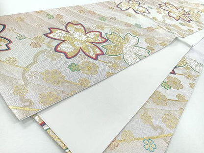 平和屋着物◎六通柄袋帯　唐織　舞花文　金糸　正絹　逸品　CABJ7722nb
