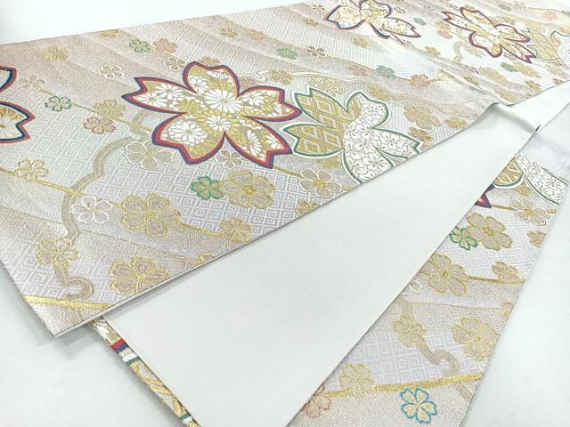 平和屋着物◎六通柄袋帯　唐織　舞花文　金糸　正絹　逸品　CABJ7722nb