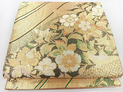 平和屋着物◎佐賀錦　六通柄袋帯　花鳥文　金銀糸　正絹　逸品　CABJ7723nb