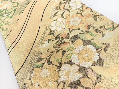 平和屋着物◎佐賀錦　六通柄袋帯　花鳥文　金銀糸　正絹　逸品　CABJ7723nb
