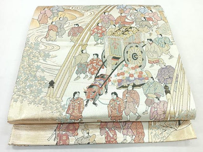 平和屋着物◎六通柄袋帯　京洛葵祭の図　金糸　正絹　逸品　CABJ7735nb