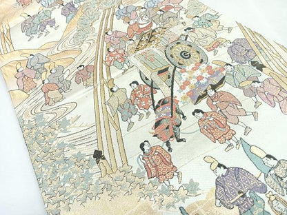 平和屋着物◎六通柄袋帯　京洛葵祭の図　金糸　正絹　逸品　CABJ7735nb