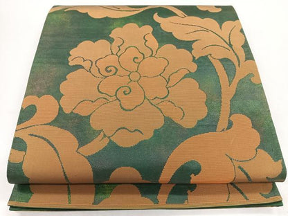 平和屋着物◎六通柄袋帯　花唐草文　引箔　正絹　逸品　CABJ7736nb