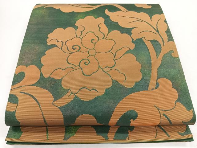 平和屋着物◎六通柄袋帯　花唐草文　引箔　正絹　逸品　CABJ7736nb