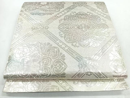 平和屋着物◎六通柄袋帯　菱華文　銀糸　やまと誂製　正絹　逸品　CABJ7739nb