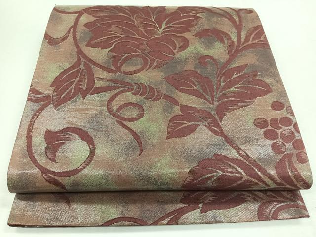平和屋着物◎六通柄袋帯　花唐草文　正絹　逸品　CABJ7740nb
