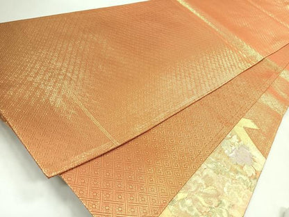 平和屋着物◎佐賀錦　太鼓柄袋帯　草花文　金糸　正絹　逸品　CABJ7742nb