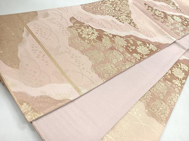 平和屋着物◎六通柄袋帯　花唐草文　金糸　正絹　逸品　CABJ7743nb