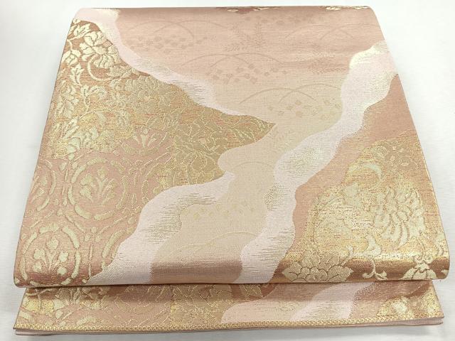 平和屋着物◎六通柄袋帯　花唐草文　金糸　正絹　逸品　CABJ7743nb