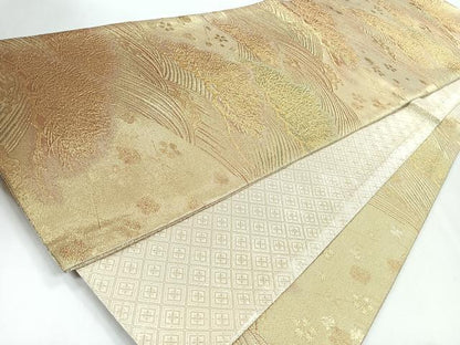 平和屋着物◎佐賀錦　六通柄袋帯　浜松文　金糸　正絹　逸品　CABJ7746nb