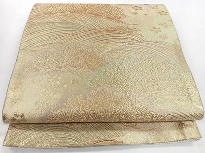 平和屋着物◎佐賀錦　六通柄袋帯　浜松文　金糸　正絹　逸品　CABJ7746nb