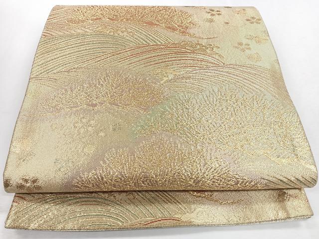 平和屋着物◎佐賀錦　六通柄袋帯　浜松文　金糸　正絹　逸品　CABJ7746nb