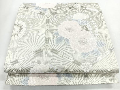 平和屋着物◎六通柄袋帯　唐織　亀甲草花文　銀糸　正絹　逸品　CABJ7750nb