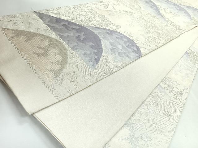 平和屋着物◎六通柄袋帯　遠山風景文　銀糸　正絹　逸品　CABJ7756nb