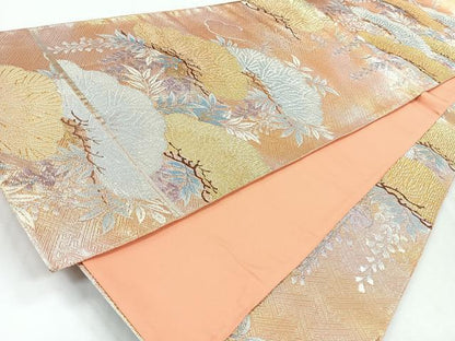 平和屋着物◎六通柄袋帯　松　金銀糸　正絹　逸品　CABJ7768nb