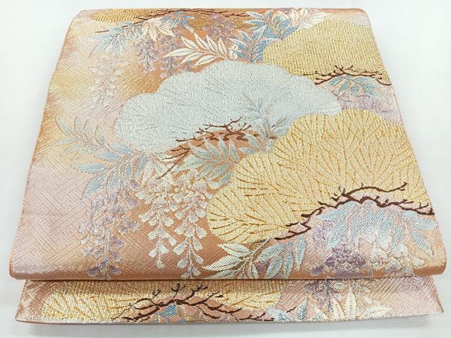 平和屋着物◎六通柄袋帯　松　金銀糸　正絹　逸品　CABJ7768nb