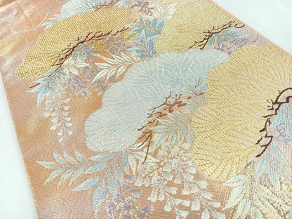 平和屋着物◎六通柄袋帯　松　金銀糸　正絹　逸品　CABJ7768nb