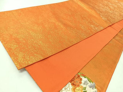 平和屋着物◎太鼓柄袋帯　総刺繍　駒刺繍　草花丸文　正絹　逸品　CABJ7770nb