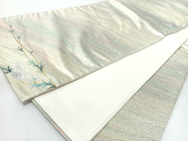 平和屋着物◎六通柄袋帯　螺鈿　霞文　ワンポイント　花唐草文　正絹　逸品　CABJ7775nb