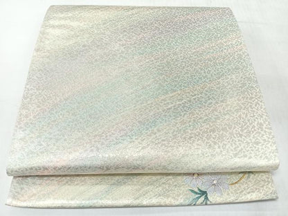平和屋着物◎六通柄袋帯　螺鈿　霞文　ワンポイント　花唐草文　正絹　逸品　CABJ7775nb