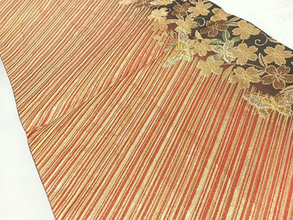 平和屋着物◎六通柄袋帯　花蝶文　金糸　正絹　逸品　CABJ7797nb