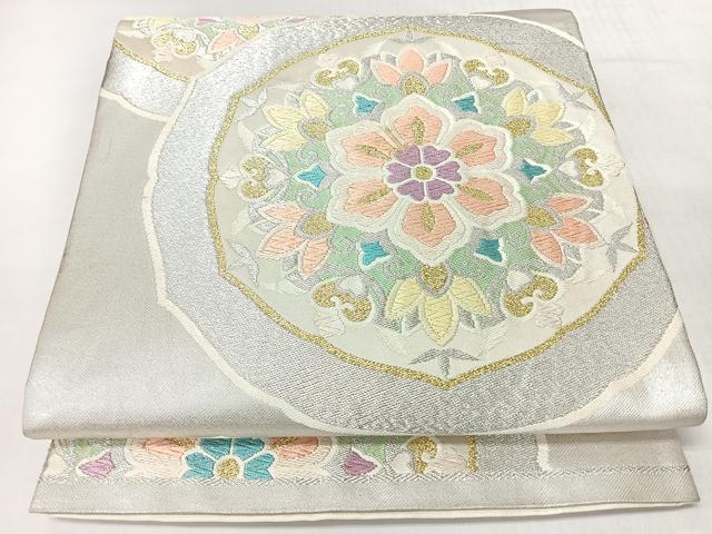 平和屋着物◎六通柄袋帯　唐織　更紗花文　金銀糸　正絹　逸品　CABJ7801nb