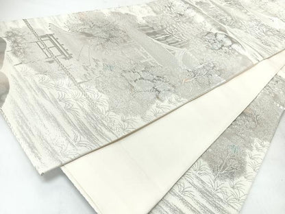 平和屋着物◎六通柄袋帯　古京錦　二重引箔　銀糸　正絹　逸品　CABJ7802nb