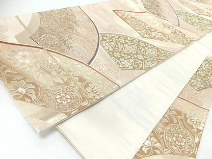 平和屋着物◎六通柄袋帯　地紙花唐草文　金糸　正絹　逸品　CABJ7811nb