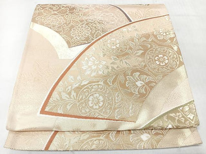 平和屋着物◎六通柄袋帯　地紙花唐草文　金糸　正絹　逸品　CABJ7811nb