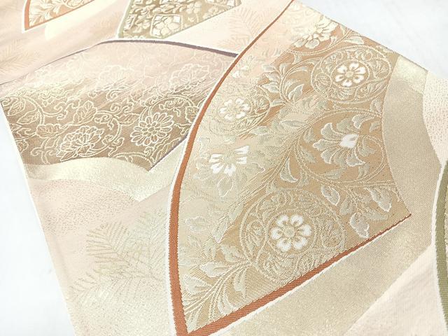 平和屋着物◎六通柄袋帯　地紙花唐草文　金糸　正絹　逸品　CABJ7811nb