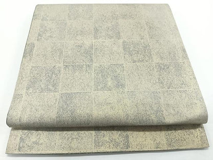 平和屋着物◎両面　六通柄袋帯　市松霞文　金糸　正絹　逸品　CABJ7816nb