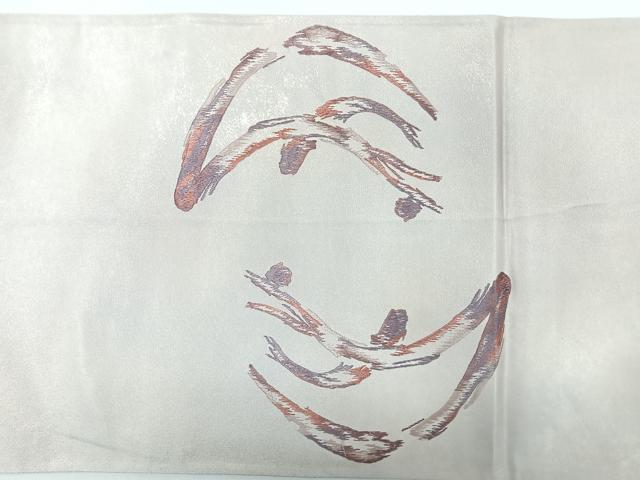 平和屋着物◎太鼓柄袋帯　唐織　幾何学文　正絹　逸品　CABJ7818nb