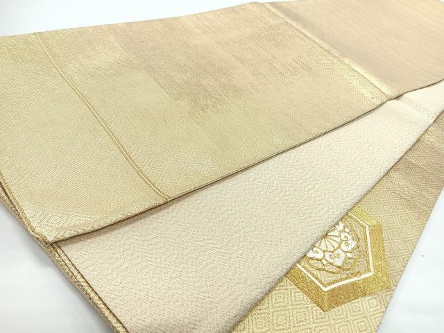 平和屋着物◎太鼓柄袋帯　総刺繍　駒刺繍　更紗花文　金糸　正絹　逸品　CABJ7820nb