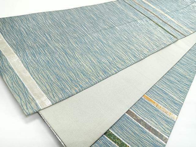 平和屋着物◎六通柄袋帯　幾何学文　銀糸　正絹　逸品　CABJ7821nb