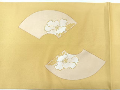 平和屋着物◎太鼓柄袋帯　駒刺繍　地紙草花文　金糸　正絹　逸品　CABJ7822nb