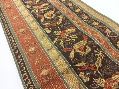 平和屋着物◎本場筑前博多織　八寸名古屋帯　花唐草文　正絹　逸品　CABJ7823nb