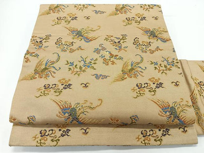 平和屋着物◎九寸名古屋帯　草花飛鳥文　金糸　正絹　逸品　CABJ7824nb