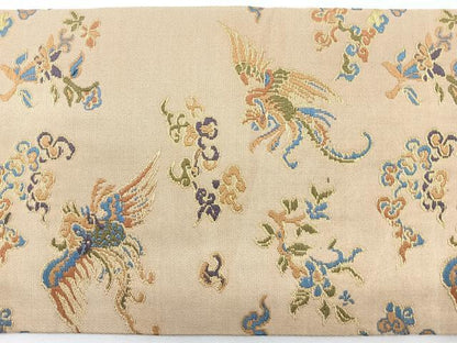 平和屋着物◎九寸名古屋帯　草花飛鳥文　金糸　正絹　逸品　CABJ7824nb