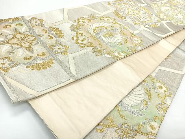 平和屋着物◎六通柄袋帯　唐織　亀甲鳳凰花文　金銀糸　正絹　逸品　CABJ7829nb