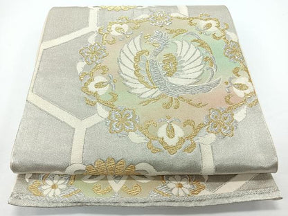 平和屋着物◎六通柄袋帯　唐織　亀甲鳳凰花文　金銀糸　正絹　逸品　CABJ7829nb