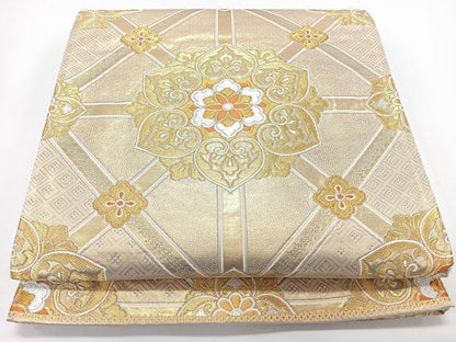平和屋着物◎六通柄袋帯　唐織　正倉院花文　金銀糸　正絹　逸品　未使用　CABJ7830nb