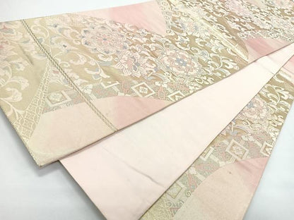 平和屋着物◎六通柄袋帯　正倉院花唐草文　金糸　正絹　逸品　CABJ7832nb
